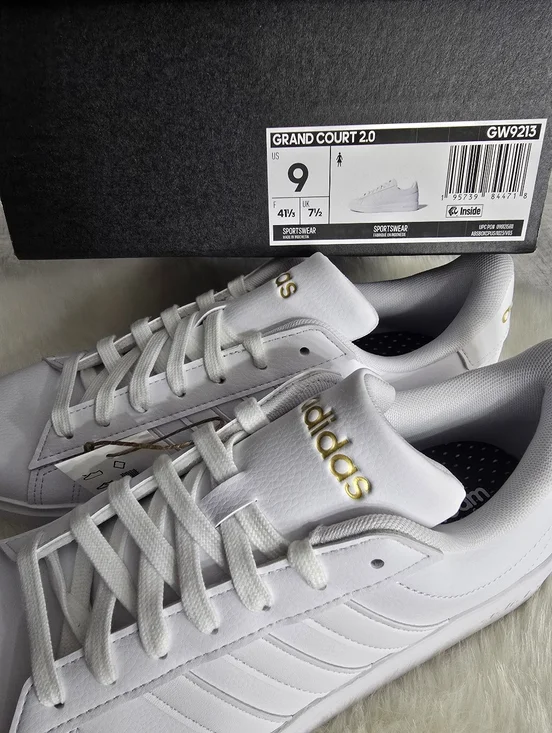 Adidas Ground Court 2.0 White Gold Metallic Sneakers For Womens New✨️ - Picture 6 of 8